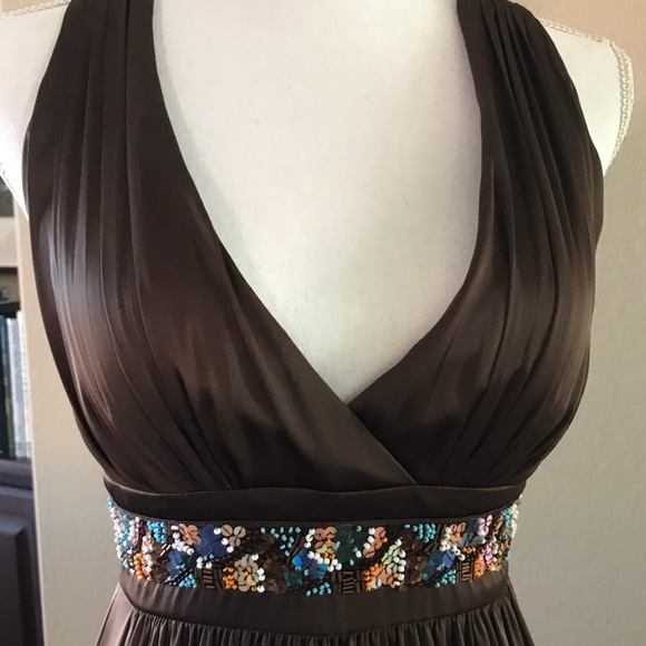 BCBG Paris Chocolate Floor Length Evening Dress - Picture 4 of 7